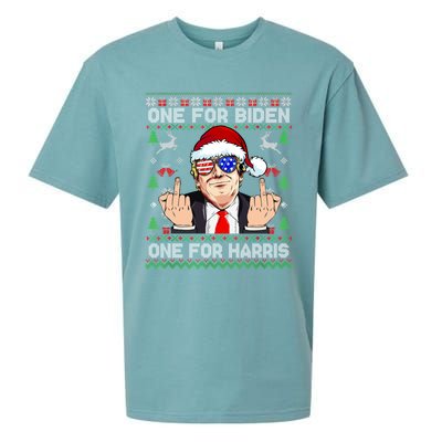 Funny Santa Trump One For Anti Biden Ugly Christmas Sweater Sueded Cloud Jersey T-Shirt