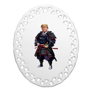 Funny Samurai Trump Warrior Ceramic Oval Ornament