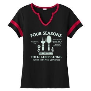 Four Seasons Total Landscaping Make America Rake Again Philadenphia Ladies Halftime Notch Neck Tee