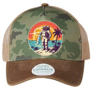 Funny Summer Time Surfing Astronaut Legacy Tie Dye Trucker Hat