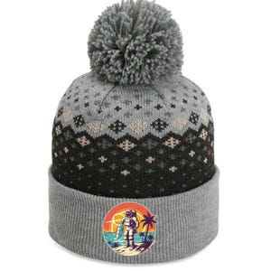 Funny Summer Time Surfing Astronaut The Baniff Cuffed Pom Beanie