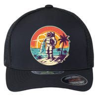 Funny Summer Time Surfing Astronaut Flexfit Unipanel Trucker Cap