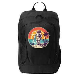 Funny Summer Time Surfing Astronaut City Backpack