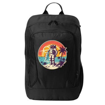 Funny Summer Time Surfing Astronaut City Backpack