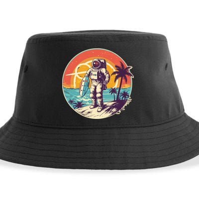 Funny Summer Time Surfing Astronaut Sustainable Bucket Hat
