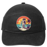 Funny Summer Time Surfing Astronaut 7-Panel Snapback Hat