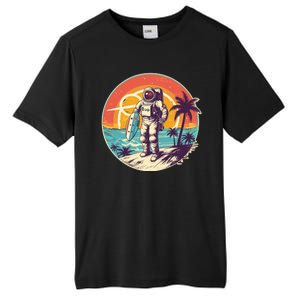 Funny Summer Time Surfing Astronaut Tall Fusion ChromaSoft Performance T-Shirt