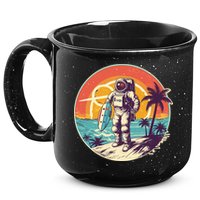Funny Summer Time Surfing Astronaut 15oz Campfire Ceramic Mug