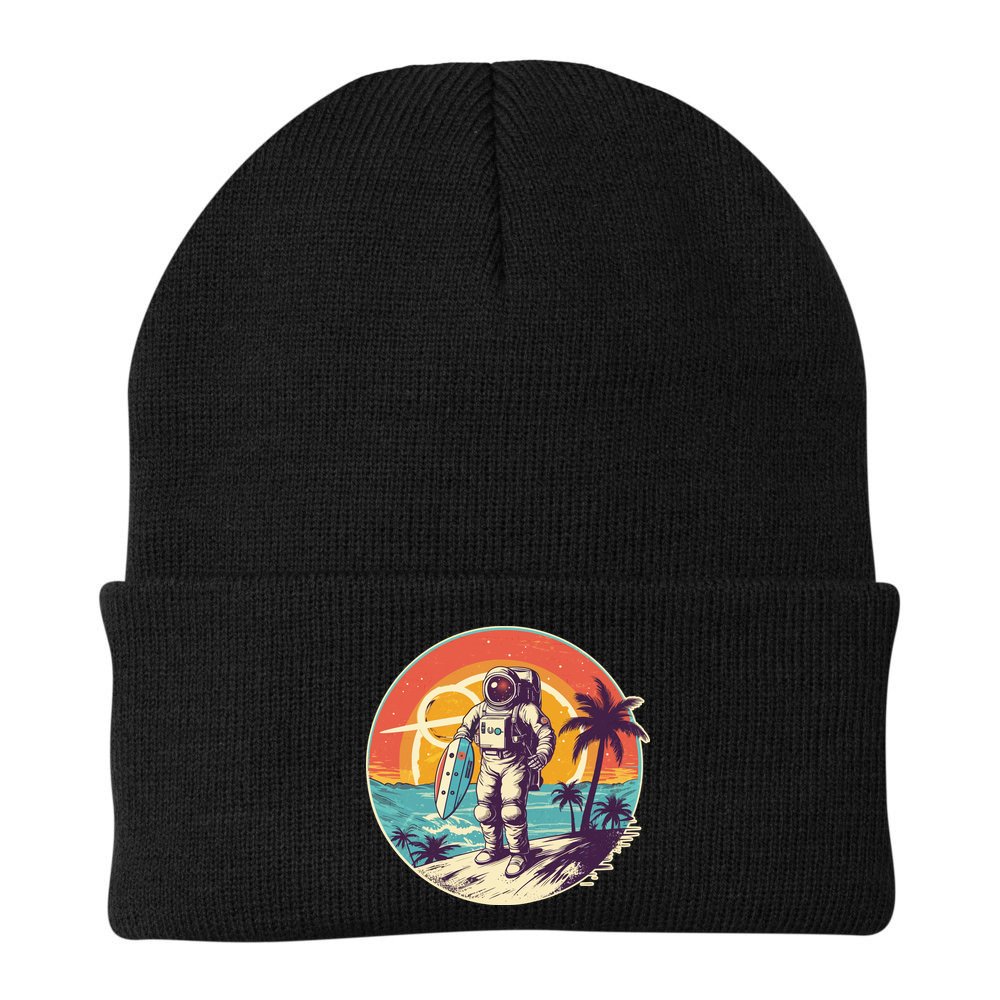 Funny Summer Time Surfing Astronaut Beanie