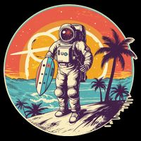 Funny Summer Time Surfing Astronaut Drawstring Bag