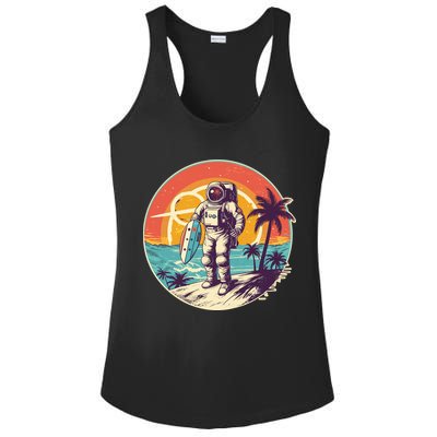 Funny Summer Time Surfing Astronaut Ladies PosiCharge Competitor Racerback Tank