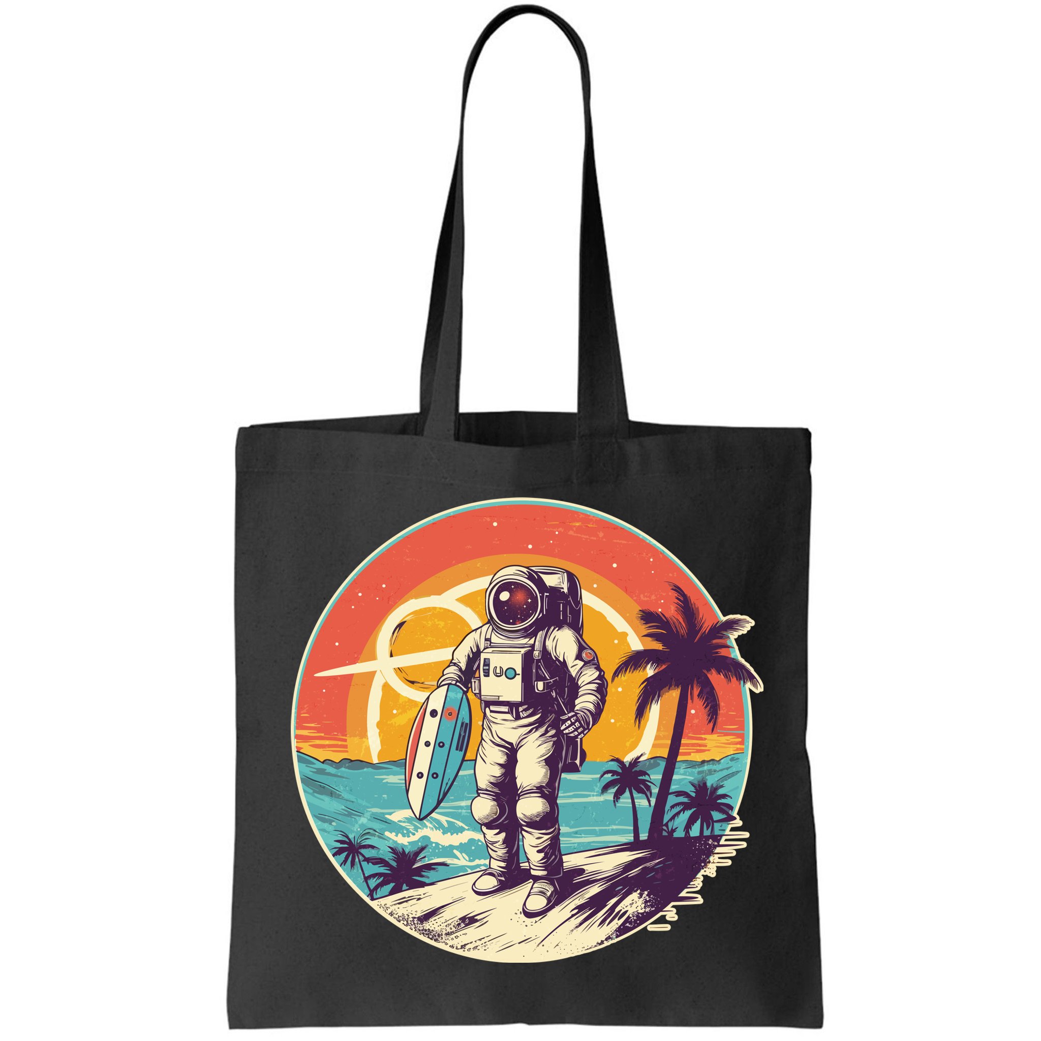 Funny Summer Time Surfing Astronaut Bag