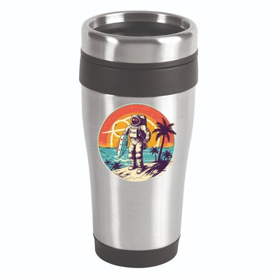 Funny Summer Time Surfing Astronaut 16oz Travel Tumbler
