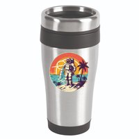 Funny Summer Time Surfing Astronaut 16oz Travel Tumbler