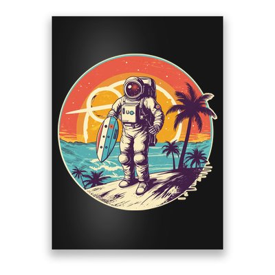 Funny Summer Time Surfing Astronaut Poster