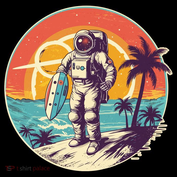 Funny Summer Time Surfing Astronaut Poster