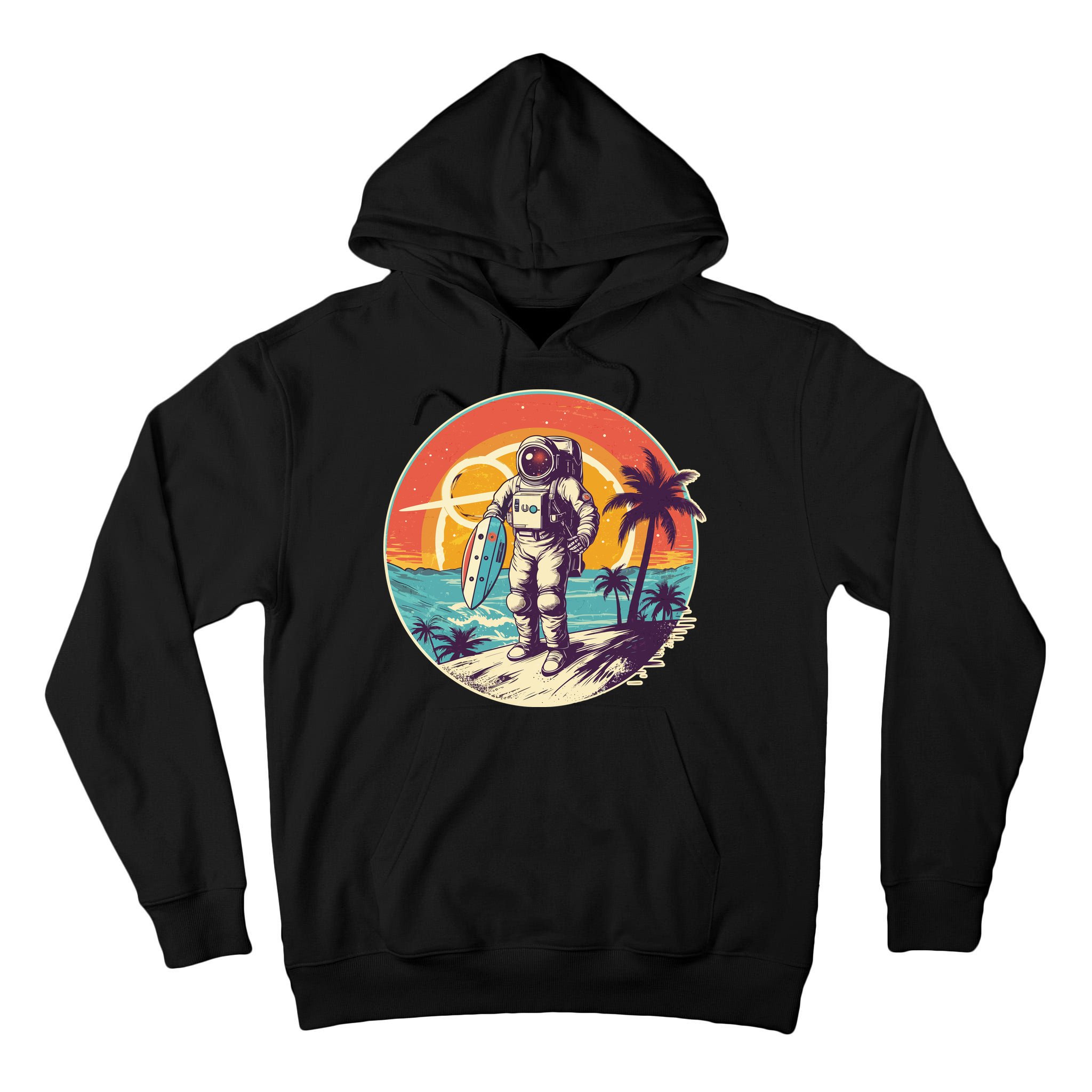 Funny Summer Time Surfing Astronaut Tall Hoodie