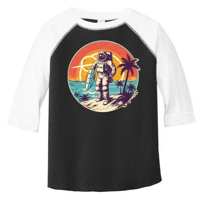 Funny Summer Time Surfing Astronaut Toddler Fine Jersey T-Shirt
