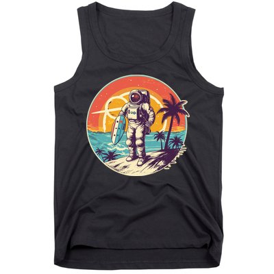 Funny Summer Time Surfing Astronaut Tank Top