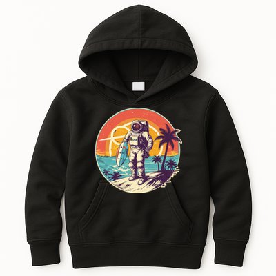 Funny Summer Time Surfing Astronaut Kids Hoodie