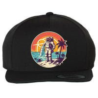 Funny Summer Time Surfing Astronaut Wool Snapback Cap