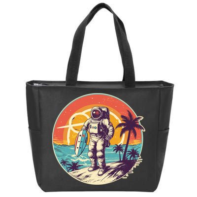 Funny Summer Time Surfing Astronaut Zip Tote Bag
