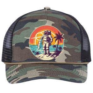 Funny Summer Time Surfing Astronaut Retro Rope Trucker Hat Cap