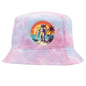 Funny Summer Time Surfing Astronaut Tie-Dyed Bucket Hat