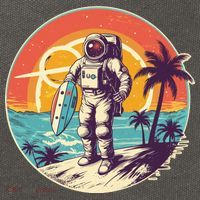 Funny Summer Time Surfing Astronaut Cotton Canvas Backpack