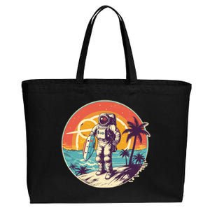 Funny Summer Time Surfing Astronaut Cotton Canvas Jumbo Tote