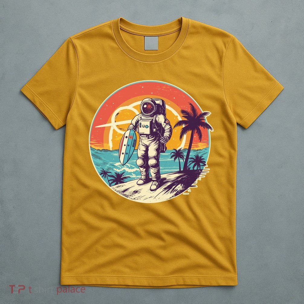 Funny Summer Time Surfing Astronaut T-Shirt