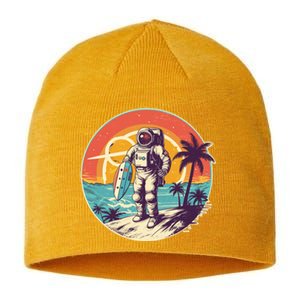 Funny Summer Time Surfing Astronaut Sustainable Beanie