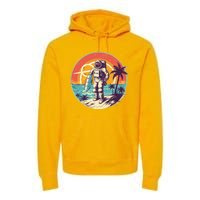 Funny Summer Time Surfing Astronaut Premium Hoodie