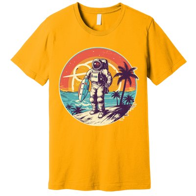 Funny Summer Time Surfing Astronaut Premium T-Shirt