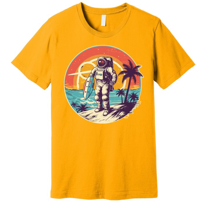 Funny Summer Time Surfing Astronaut Premium T-Shirt