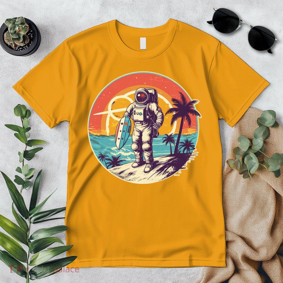 Funny Summer Time Surfing Astronaut Premium T-Shirt