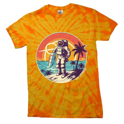 Funny Summer Time Surfing Astronaut Tie-Dye T-Shirt