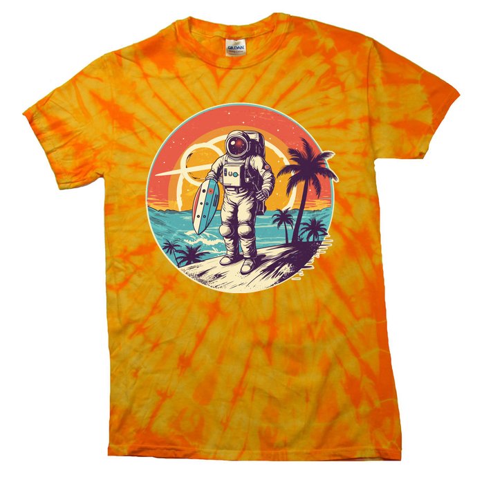 Funny Summer Time Surfing Astronaut Tie-Dye T-Shirt