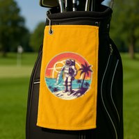 Funny Summer Time Surfing Astronaut Golf Towel