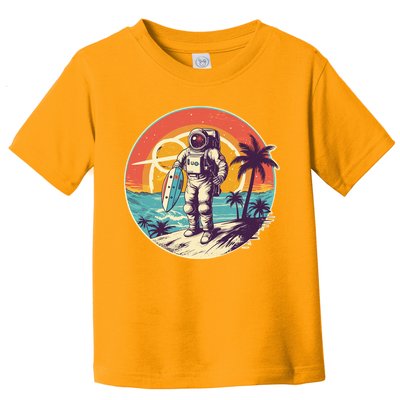 Funny Summer Time Surfing Astronaut Toddler T-Shirt