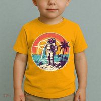 Funny Summer Time Surfing Astronaut Toddler T-Shirt
