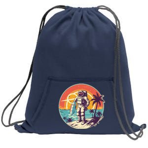 Funny Summer Time Surfing Astronaut Sweatshirt Cinch Pack Bag