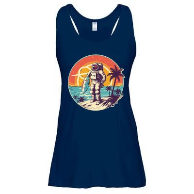 Funny Summer Time Surfing Astronaut Ladies Essential Flowy Tank