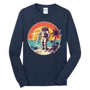 Funny Summer Time Surfing Astronaut Tall Long Sleeve T-Shirt