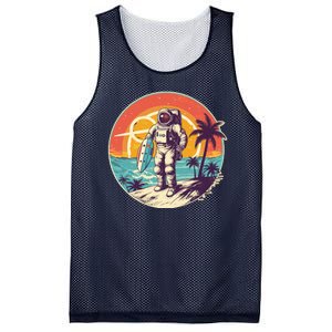 Funny Summer Time Surfing Astronaut Mesh Reversible Basketball Jersey Tank