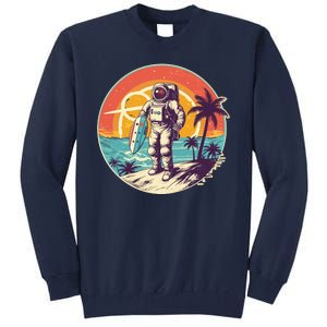 Funny Summer Time Surfing Astronaut Tall Sweatshirt