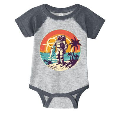 Funny Summer Time Surfing Astronaut Infant Baby Jersey Bodysuit