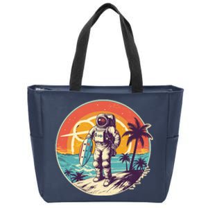 Funny Summer Time Surfing Astronaut Zip Tote Bag