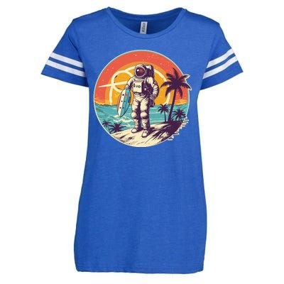 Funny Summer Time Surfing Astronaut Enza Ladies Jersey Football T-Shirt