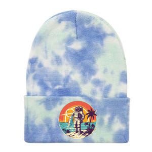 Funny Summer Time Surfing Astronaut Tie Dye 12in Knit Beanie